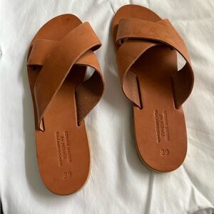 NICOLA Brown Leather Sandals
